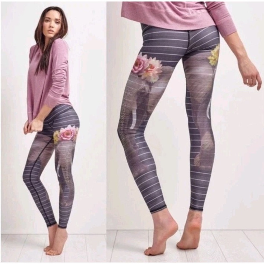 Teeki Leggings Woman's Small Multicolor Love The Elephants Athletic Activewear